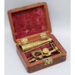 C19th lacquered brass Cary Pocket Compound Monocular Microscope, signed 'Cary, London', with