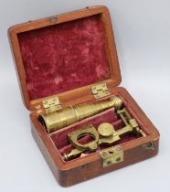 C19th lacquered brass Cary Pocket Compound Monocular Microscope, signed 'Cary, London', with