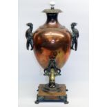 Deane & Co. London Bridge - Victorian copper urn shaped Samovar, capstan lid with ceramic finial,