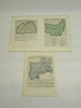 Three C18th unframed Kitchin & Jefferys 'Small English Atlas' maps of Suffolk, Middlesex and