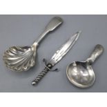 Victorian hallmarked silver caddy spoon with shell bowl and Old English handle, Joseph & Albert