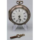 Richard Francis Attleburgh - George II hallmarked silver pair case pocket watch, white enamel