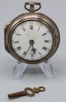 Richard Francis Attleburgh - George II hallmarked silver pair case pocket watch, white enamel