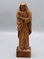 Martin Lizardman Dutton of Huby - an oak carved model of The Madonna and Child, on rectangular