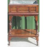 Victorian rosewood rectangular jardiniere, panelled top with tin liner and shaped frieze on lobed