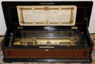 C19th Swiss St. Croix P.V.F. ‘Mandolin Piccolo - Zither' cylinder musical box, the four