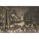 After Sir Frank Brangwyn (British 1867-1956); 'View of St Paul's from Ludgate' monochrome