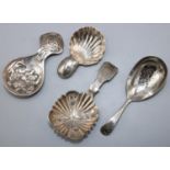 William 1V hallmarked silver caddy spoon, fluted bowl with Old English handle, by Taylor & Perry