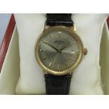 *WITHDRAWN* Rotary Gold Quartz wristwatch with date, signed two tone sunray dial with applied