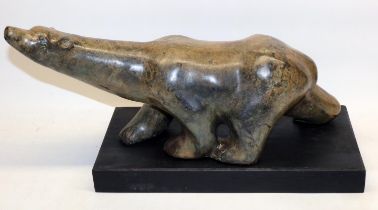 Pierre Chenet (French Contemporary): 'Polar Bear', bronze ochre patina with green, impressed