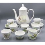 J.E. Brooke (British C20th); a white tea service for six, each piece hand painted, signed and titled