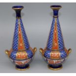 William Moorcroft for James Macintyre & Co: pair of twin handled Aurelian design vases, printed