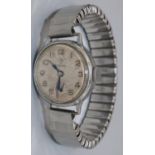 Tudor - lady's chrome plated hand wound wristwatch, signed silvered Arabic dial with subsidiary
