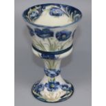 William Moorcroft for James Macintyre & Co: Blue Poppy pattern Florian Ware goblet, printed marks