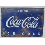 "Drink Coca-Cola Ice Cold" enamelled steel plate advertising sign, 40.5x28cm