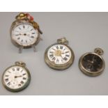 Swiss Centre Seconds Chronograph key wound and set pocket watch and three other pocket watches (4)