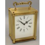 Smiths Sectronic brass carriage clock, signed ivory Roman dial H15cm