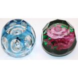 Caithness glass 'Floribunda' limited edition paperweight 33/75, and a Perthshire type faceted blue