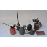 Five vintage oilers incl. 2 Wesco, and a Primus paraffin soldering/heat torch with instructions