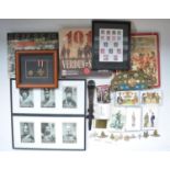 Collection of military ephemera incl. postcards, cap badges, Gurkhas etc, a Russian cap dated 1976