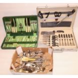 Edelstahl Rostfrei Prima 24 piece cased chef's carving set, EPNS and other cutlery.