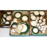 Spode Green Velvet tea and dinner ware: coffee pot, nine dinner plates, sauce boat and saucer,