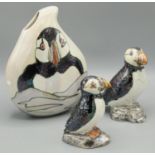 Lise B Moorcroft (granddaughter of William Moorcroft), studio lusterware pottery Puffins with