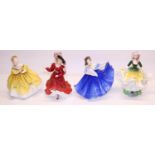 Royal Doulton figures: Becky HN2740; Elaine HN2791; Patricia HN3365; and The Last Waltz HN2315 -