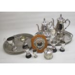 Collection of silver plate and EPNS inc. trophies, trays, coffee pots, etc. (14)