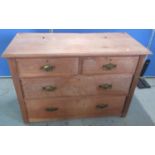 Edwardian stripped walnut dressing chest, with mirror and three long drawers, W107cm D50cm H150cm
