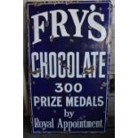 Large enamelled advertising sign for "Fry's Chocolate 300 Prize Medals By Royal Appointment". Sign