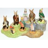 Royal Doulton Bunnykins Robin Hood series: base/stand, and figures, comprising Friar Tuck DB246,