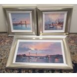 Peter Wileman AROI (b.1946); 'River Lights 1 and 11' a pair of ltd.ed. hand embellished canvas