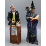 Royal Doulton figures: The Auctioneer HN2988, and The Wizard HN2877, max. H25cm (2)