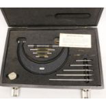 Moore & Wright cased No.1044 0 - 6" micrometer.