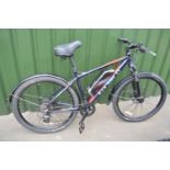 Carrera Vengeance E Spec electric mountain bike with front suspension, seat stem has been adapted/