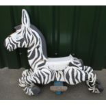 Hand painted wood merry go round Zebra, on original fitting, H80cm L105cm