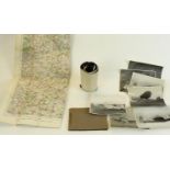 Selection of WWI & WWII ephemera incl. a WWI map of the Lens AO, WWI photograph album, WWII roll out