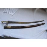 Reproduction Indian made sabre in original velvet covered scabbard