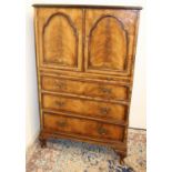 Charles Walker of Harrogate Queen Anne style walnut cabinet with two doors, brushing slide and three