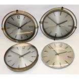 1970's Metamec brass wall clock, signed silvered dial with applied baton hour markers and centre