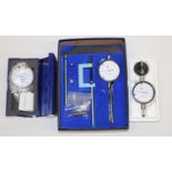 Oldak boxed M55 .0005" Dial Indicator, Oldak boxed .0001" Dial Indicator with accessories and