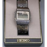 Seiko SQ stainless steel LCD alarm chronograph, multifunction display, movement ref no. A159, case