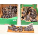 Collection of Wolf Original composite Inuit style figures and animals (2 boxes)