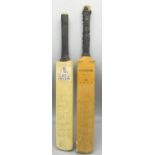 Two multi-signed miniature cricket bats