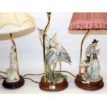 Two Capodimonte Giuseppe Armani composition table lamps, including one modelled as two herons, and a