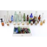 Late 19th/early C20th glass bottles incl. apothecary bottles, cod bottles, advertising bottles,