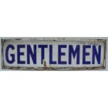 Enamelled steel plate "Gentlemen" sign, 71x20.4cm