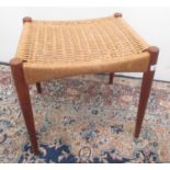 Mogens Kold Danish teak rectangular stool designed by Arne Hovmand Olsen, W50cm D40cm H4747