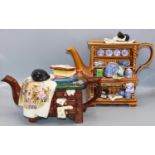 Limited edition novelty teapots: Ringtons 'Millennium Welsh Dresser' H22cm, and a Tony Carter tea